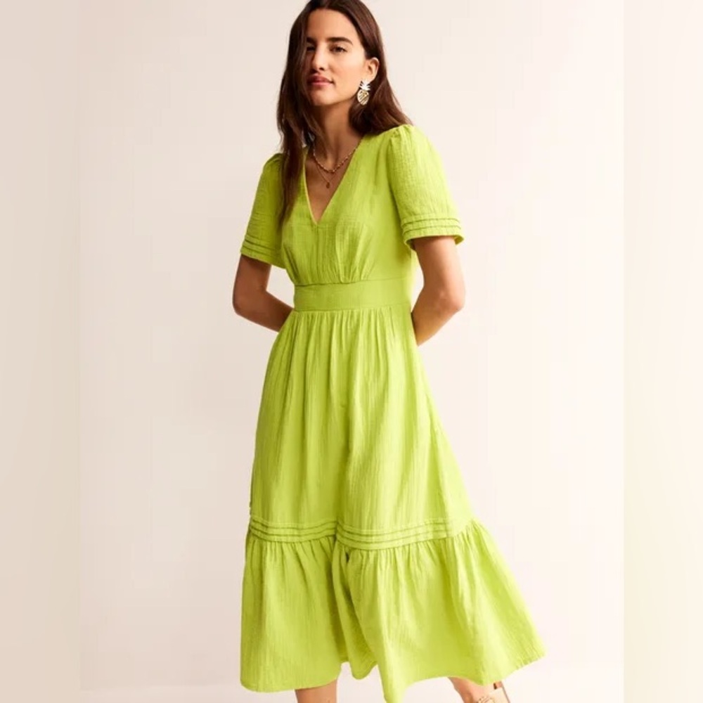 Boden Lime Green Midi Dress Size 4R